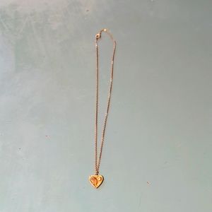 Gold heart and leaf necklace